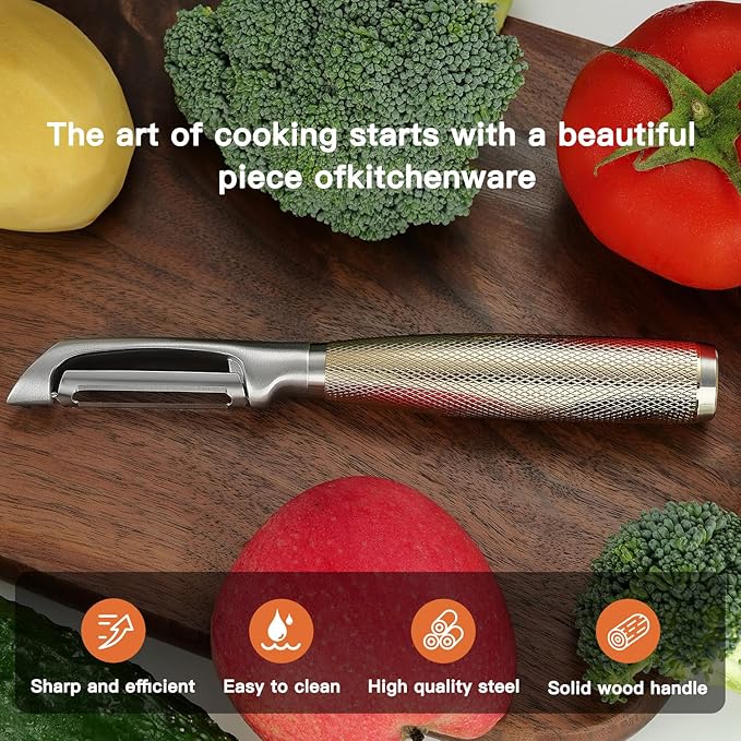 KULUNER Luxury I-Type Vegetable Peeler – 24K Gold Plated Handle, 304 Stainless Steel Ultra Sharp Blade, Ideal for Potatoes, Apples, and Other Fruits & Vegetables - Bloomnest
