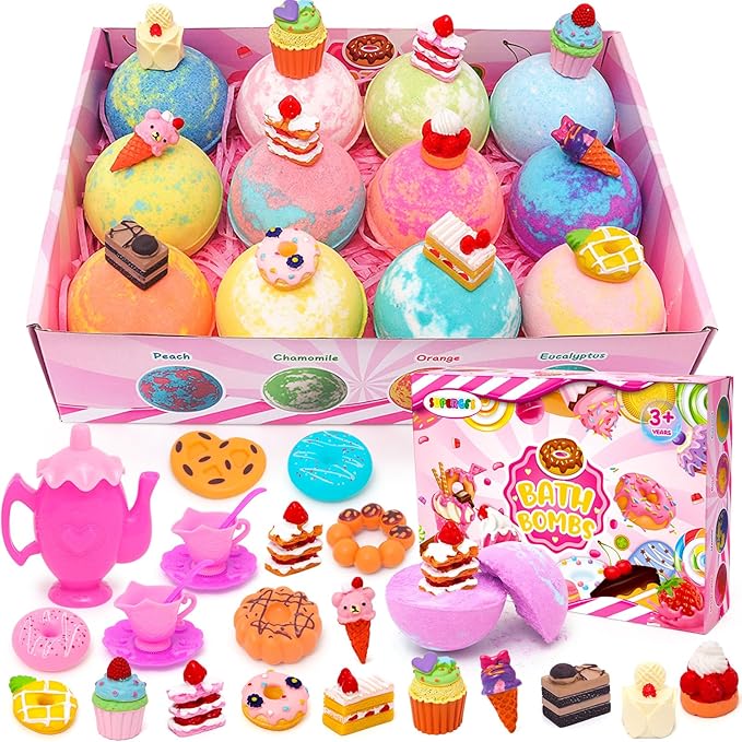 Bath Bombs for Kids Bath Bomb Gift Set Natural Bubble Bathbombs Fizzy Spa Bath for Kids Girls Birthday Valentines Day Gift - Bloomnest