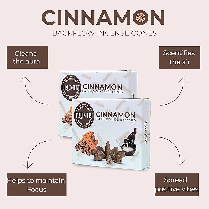 Cinnamon Backflow Incense Cones - Dual Pack of 10 Cones - Waterfall Incense