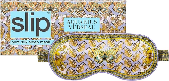 slip Pure Silk Sleep Mask - 100% Pure 22 Momme Mulberry Silk Eye Mask - Comfortable Sleeping Mask with Elastic Band, Zodiac Collection: Aquarius - Bloomnest