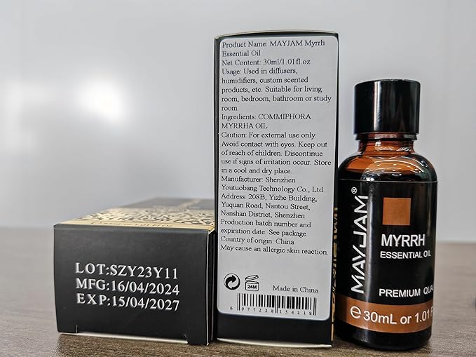 Myrrh Essential Oil, MAYJAM 30ML Pure Myrrh Oil for Diffuser, Yoga, Bedroom, Bathroom, Household & Car Use(1.01oz) - Bloomnest