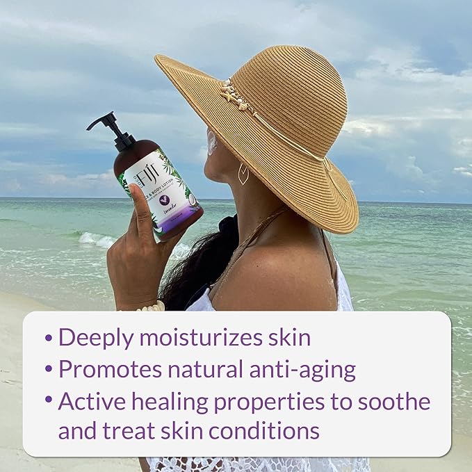Coco Fiji Face & Body Lotion Infused With Coconut Oil | Lotion for Dry Skin | Moisturizer Face Cream & Massage Lotion for Women & Men | Lavender 12 oz, Pack of 1 - Bloomnest
