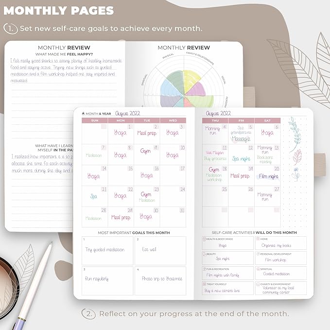 Clever Fox Self-Care Journal Pocket – Daily Reflection Notebook – Mental Health & Personal Development Planner, Meditation & Mood Log (Seashell) - Bloomnest