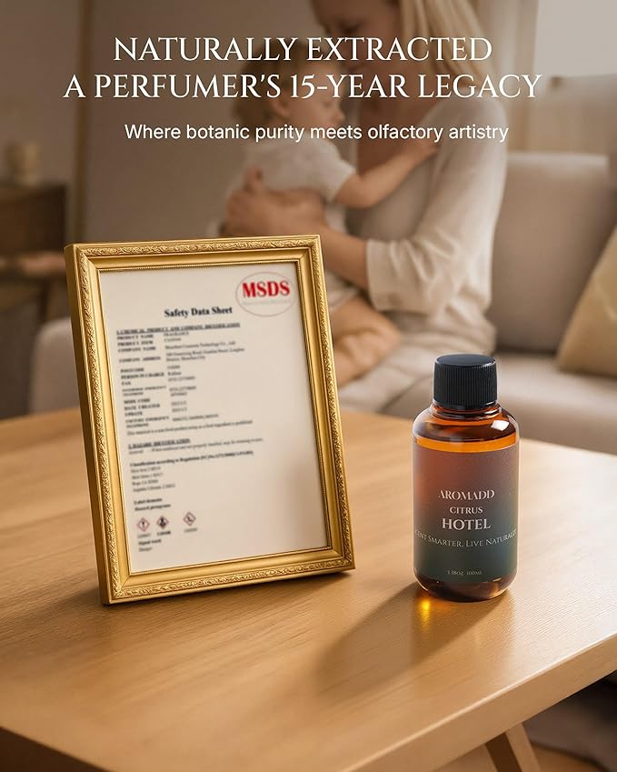 Aromadd Citrus Hotel Diffuser Oil Inspired by Luxury Hotel Scent, Essential Oils for Waterless Diffuser, Luxury Lemon & Bergamot, Long-Lasting & Natural Home Fragrance - 3.38 fl oz (100 mL) - Bloomnest