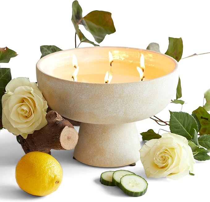 BLUEME Renew - Ivy & Rose, Luxury Candle w/Essential Oils, 6 Wick, Hand-Poured Soy, Cotton Wick, Ceramic - Bloomnest