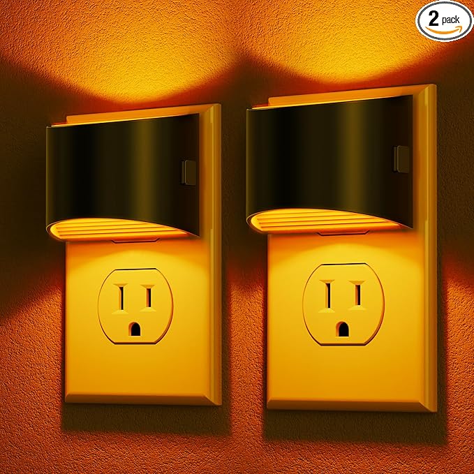 DORESshop LED Night Light[2 Pack], Night Lights Plug into Wall, 3 Level Brightness Adjustable Plug in Night Light, Dusk to Dawn Sensor, Nightlights for Adults, Bedroom, Bathroom, Hallway, Amber - Bloomnest