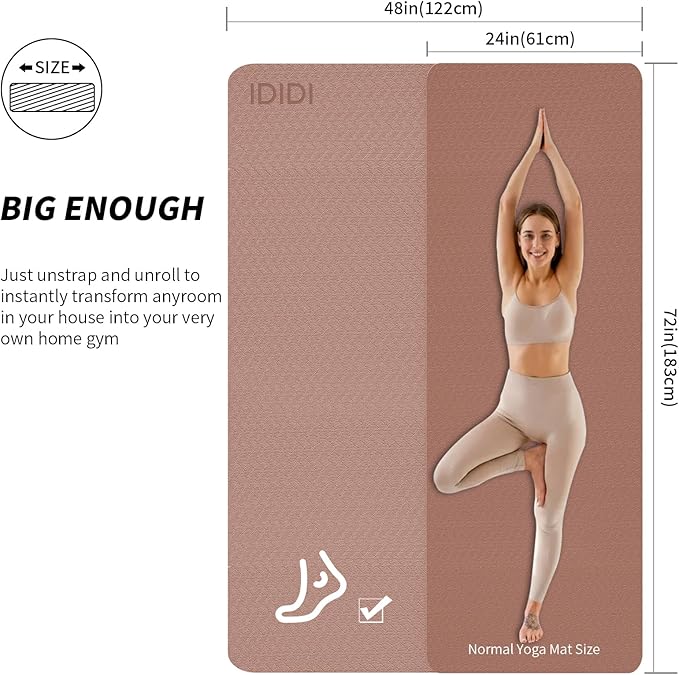 Large Yoga Mat (6'x 4') - Extra Long and Wide 72 x 48 inches, Non-Slip POE Fitness Mat, Eco-Friendly, Thick Wide Exercise Mat for Home Workouts,Ideal for Yoga and Pilates.