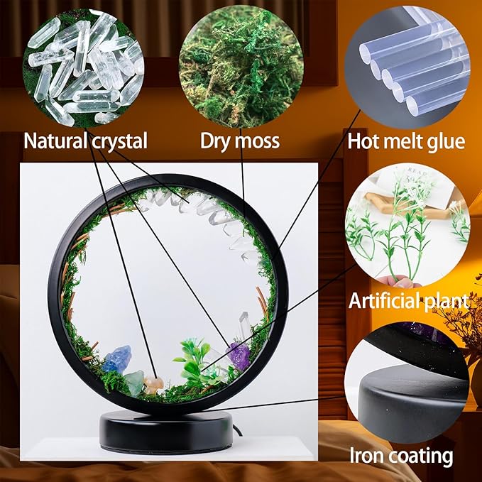 Runyangshi Forest Style Bedroom Night Light USB Port 3 Colours Dimming Mode Bedside Lamp Natural Clear Quartz Single Crystal Healing Crystal Night Lamp for Bedroom Office Home Decor Gift - Bloomnest