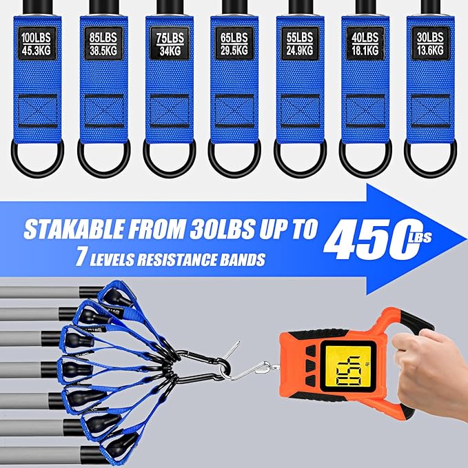 Heavy Resistance Bands for Working Out, 350lbs/450lbs Exercise Bands with Handles, Workout Bands Set for Men, Fitness Weight Bands for Muscle Strength Training, Stretching, Slim, Home Gym Equipment - Bloomnest