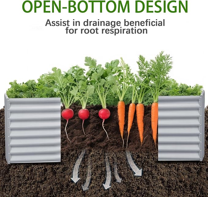 8x4x2ft Galvanized Raised Garden Bed, Planter Raised Garden Boxes Outdoor, Large Metal Raised Beds for Gardening, Garden Bed for Vegetables, Flowers, Herb, Silver - Bloomnest