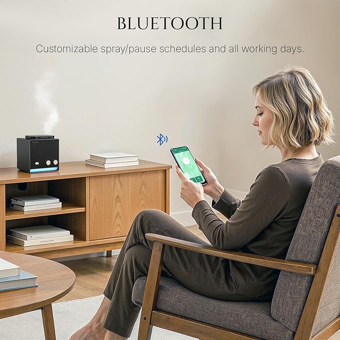 Smart Aroma Dual-Scent Waterless Essential Oil Diffuser, Cold Air Tech Scent Air Machine for 2000 Sq Ft, 2×200ml Hotel Collection Diffuser for Home & Office (Black Titanium, Two Scents)