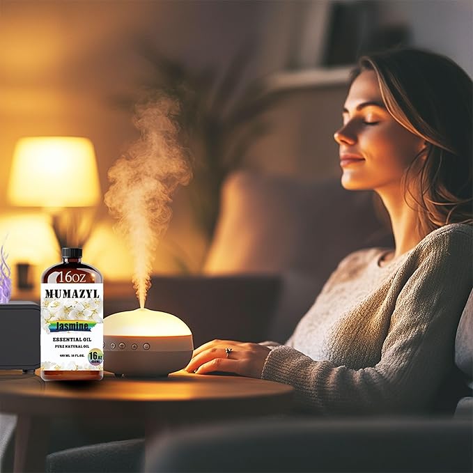 Jasmine Essential Oil, Jasmine Oil 16 Fl Oz 480ML for Diffuser Humidifier Yoga Cleaning DIY Candle Soap Making Essential Oils - Bloomnest