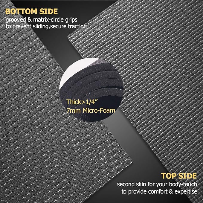 GXMMAT Large Yoga Mat 12'x6'/10'x6'/6'x8'(7mm), Extra Thick Workout Mats for Home Gym Flooring, Ultra Comfortable Non-Slip Quick Resilient Barefoot Wide Exercise Mat for Pilates, Stretching,Meditation - Bloomnest