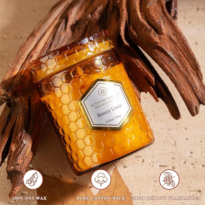 6 Pack Natural Soy Wax Jar Candles for Home Scented, Aromatherapy Gifts Sets for Women, 33 oz 240 Hour Long Lasting Candles Gifts for Birthday | Valentine's Day | Amber Candles| - Bloomnest
