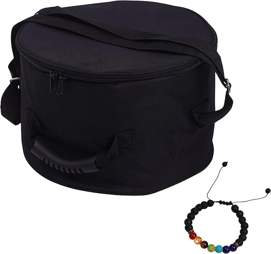 Singing Bowl Carry Case - 12 inch Black Padded Singing Bowl Bag, Sound Bowl Carrier/Crystal Bowl Bag for Storage and Transport - comes with Adjustable Unisex Chakra Bracelet - Bloomnest