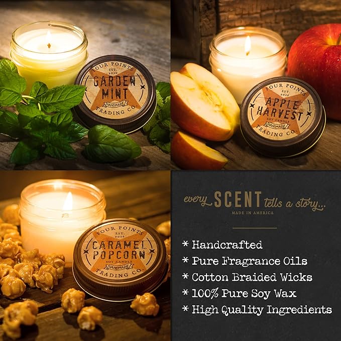 Gasoline Scented Candle 4 oz - Soy Aromatherapy Candle with Jar - Great Fun Gifts for Birthday, Anniversary, Christmas, New Year, House Warming and More - Four Points Trading Co. - Bloomnest