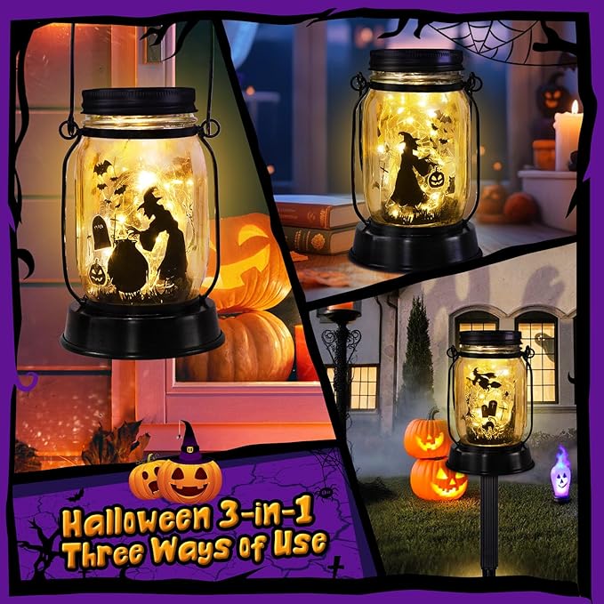 kyoryuger Halloween Decorations Halloween Decor Witch Solar Lanterns Witch Decorations Outdoor Lights Solar Garden for Yard, Patio,Backyard,Porch Torches Lights - Bloomnest