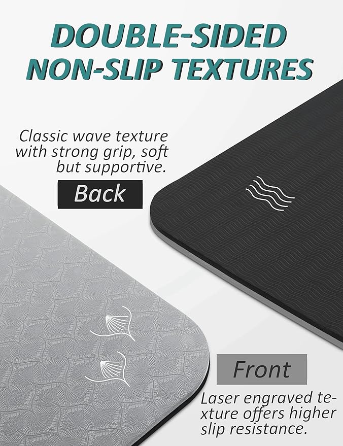 BEAUTYOVO Yoga Mat with Strap, 1/3 Inch Extra Thick Yoga Mat Double-sided Non Slip, Professional TPE Yoga Mats for Women Men, Workout Mat for Yoga, Pilates and Floor Exercises - Bloomnest