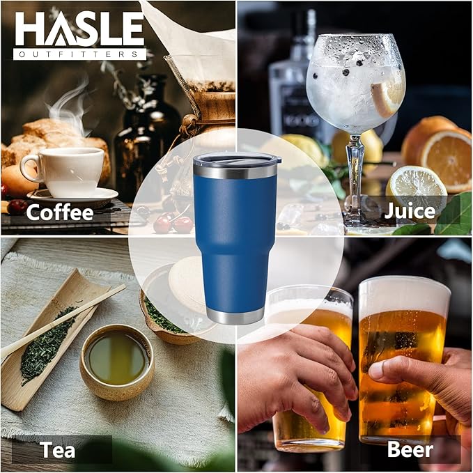 HASLE OUTFITTERS 30oz Stainless Steel Tumbler, Double Wall Vacuum Insulated Travel Mug Tumbler, Durable Insulated Coffee Mug, Gift Box Set (Dark Blue, 1) - Bloomnest