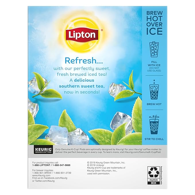 Lipton Iced Tea K-Cups, Southern Sweet Black Tea, 24 Total K-Cup Pods - Bloomnest