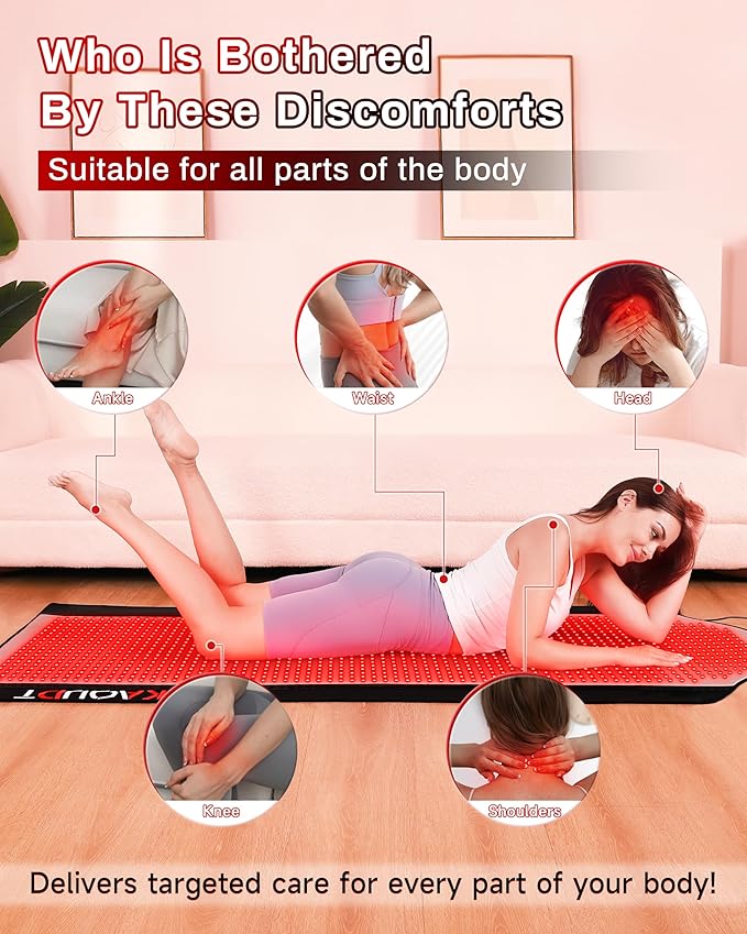 72"x33.3" Medical-Grade TPU Red Light Therapy Mat for Full Body Pain Relief, FSA&HSA Eligible Infrared Light Therapy Blanket for Home Use (Black) KAOUDT-BestRedLightTherapyDevices