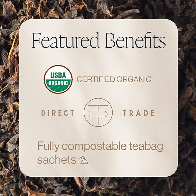 Rishi Tea English Breakfast Tea - Organic Sachet Tea Bags, Energizing & Caffeinated Pure Black Tea, Ideal for Hot or Iced Tea - 50 Count - Bloomnest