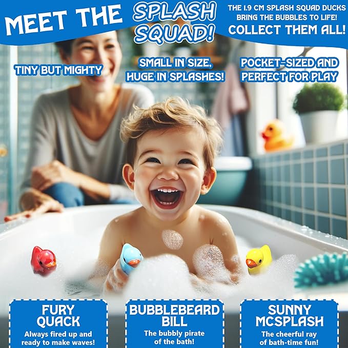 Bath Bombs for Boys with Mini Toy Ducks Inside – Kids Bath Bombs Powder - Bubble Bath for Kids – Bathtime Experiment Kit Mix - Blast of Foam & Colour Surprise – Gift Set of 4 - Bloomnest
