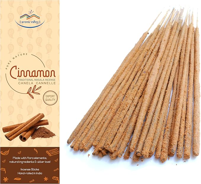 Cinnamon Incense Sticks - Traditional Handcrafted Masala Incense - 40 to 50 Sticks Approx. AromaValley
