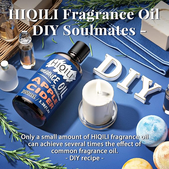 HIQILI Apple Cider Essential Oil 100ml - Pure Fragrance Oil for DIY Candle, Soap, Shampoo Making, Perfect for Aromatherapy, Home Diffuser, Laundry Freshener 3.38 Fl Oz HIQILI