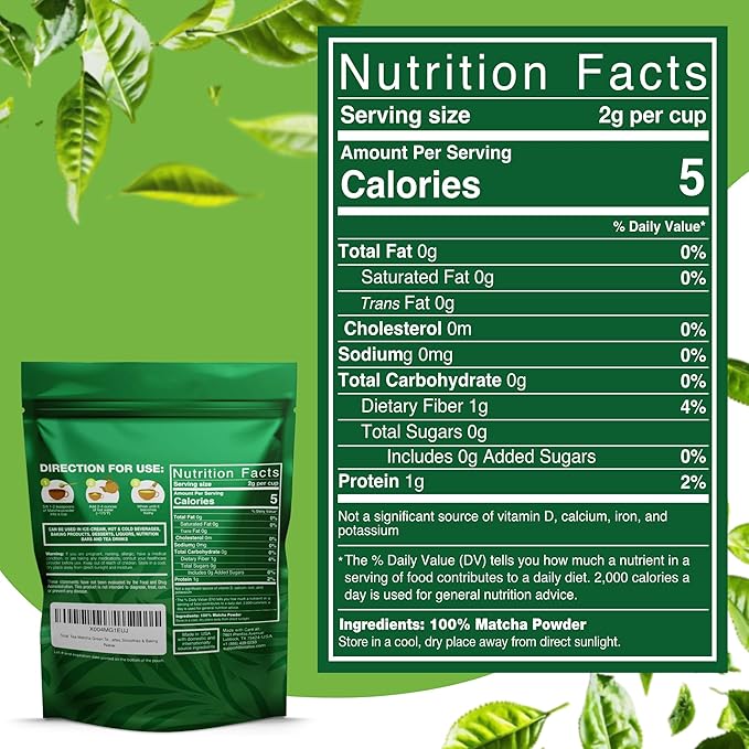 Organic Matcha Green Tea Powder (4-Oz) – Certified USDA Organic Powder for Matcha Latte, Tea, and Smoothies – Kosher, Non-Gmo, Antioxidant Rich Fruit Tea by Total Tea - Bloomnest