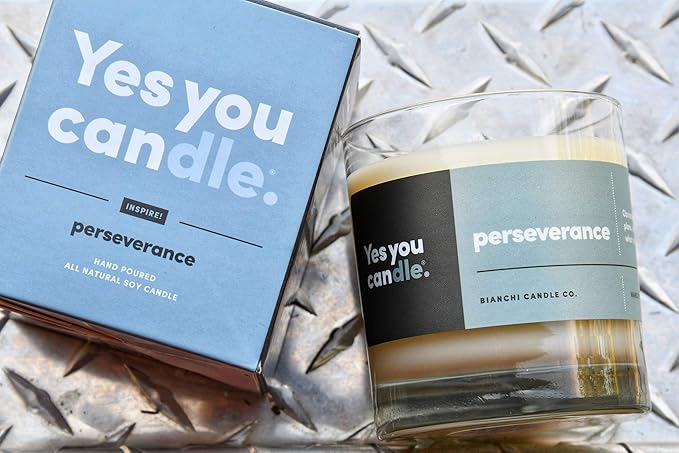 Perseverance, Teakwood & Spices, Highly-Scented, Inspirational Soy Candle, Made in USA, Great Message, Pure Essential Oils, Aromatherapy, 8 oz - Bloomnest