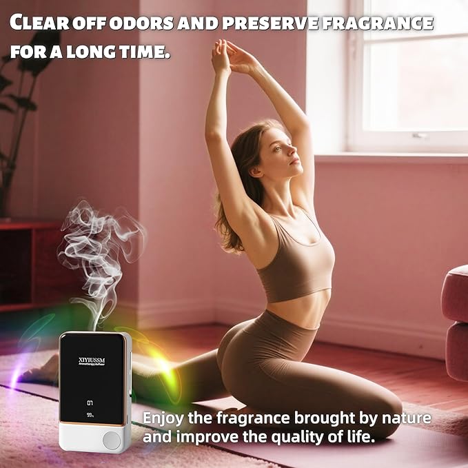 Waterless Essential Oil Diffuser for Home & Office Cordless Battery Operated Aroma Diffuser with 7 Mist Levels, Ultrasonic Air Freshener for Large Rooms Bedroom Bathroom Car Small & Portable - Bloomnest