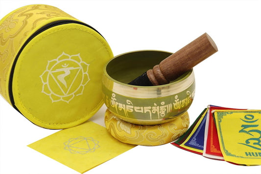 Seven Tibetan Singing Bowls Set - Choose Your Favorite Bowl, Improve Meditation Practice (Solar Plexus Chakra)