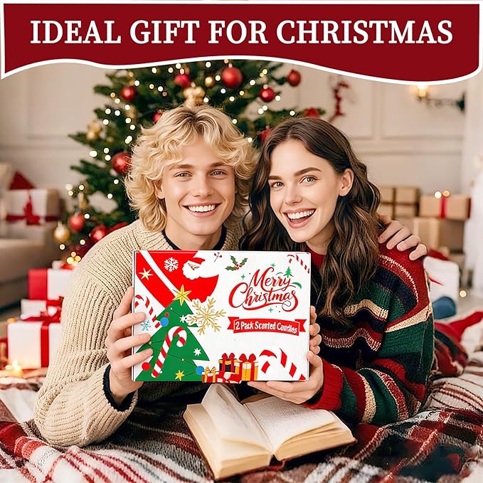 Christmas Candles for Women 12 Pack Candles for Home Scented Winter Holiday 240Hours Small Natural Soy Wax Candle Bulk Mini Candle Gift Set for Men Women Holiday Christmas New Year Winter Décor - Bloomnest