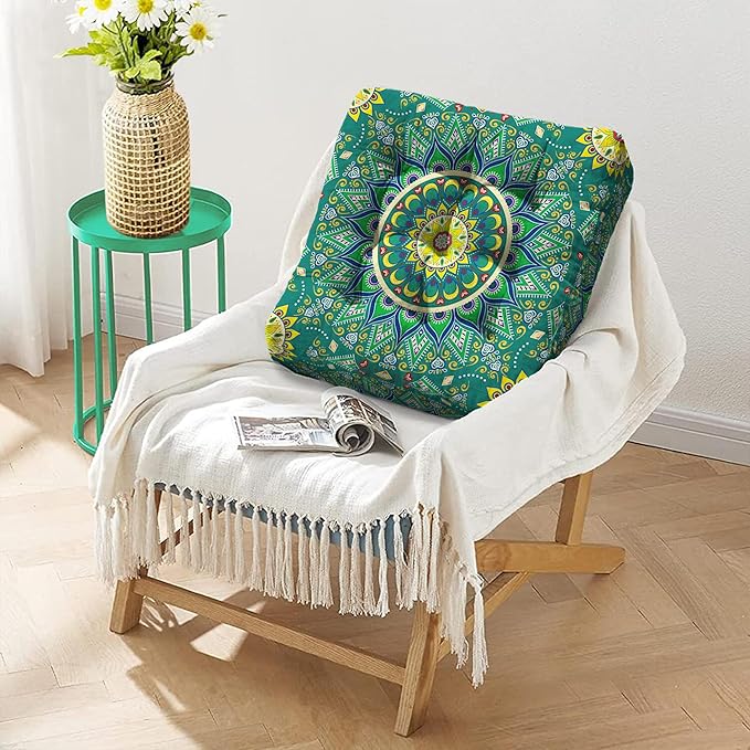 Mandala Meditation Cushion, Boho Meditation Mat, Meditation Pillows for Sitting on Floor, Cushions for Sitting in Home and Outdoor, Square Floor Pillows Cushion Seating for Yoga 22'' X 22'' - Bloomnest
