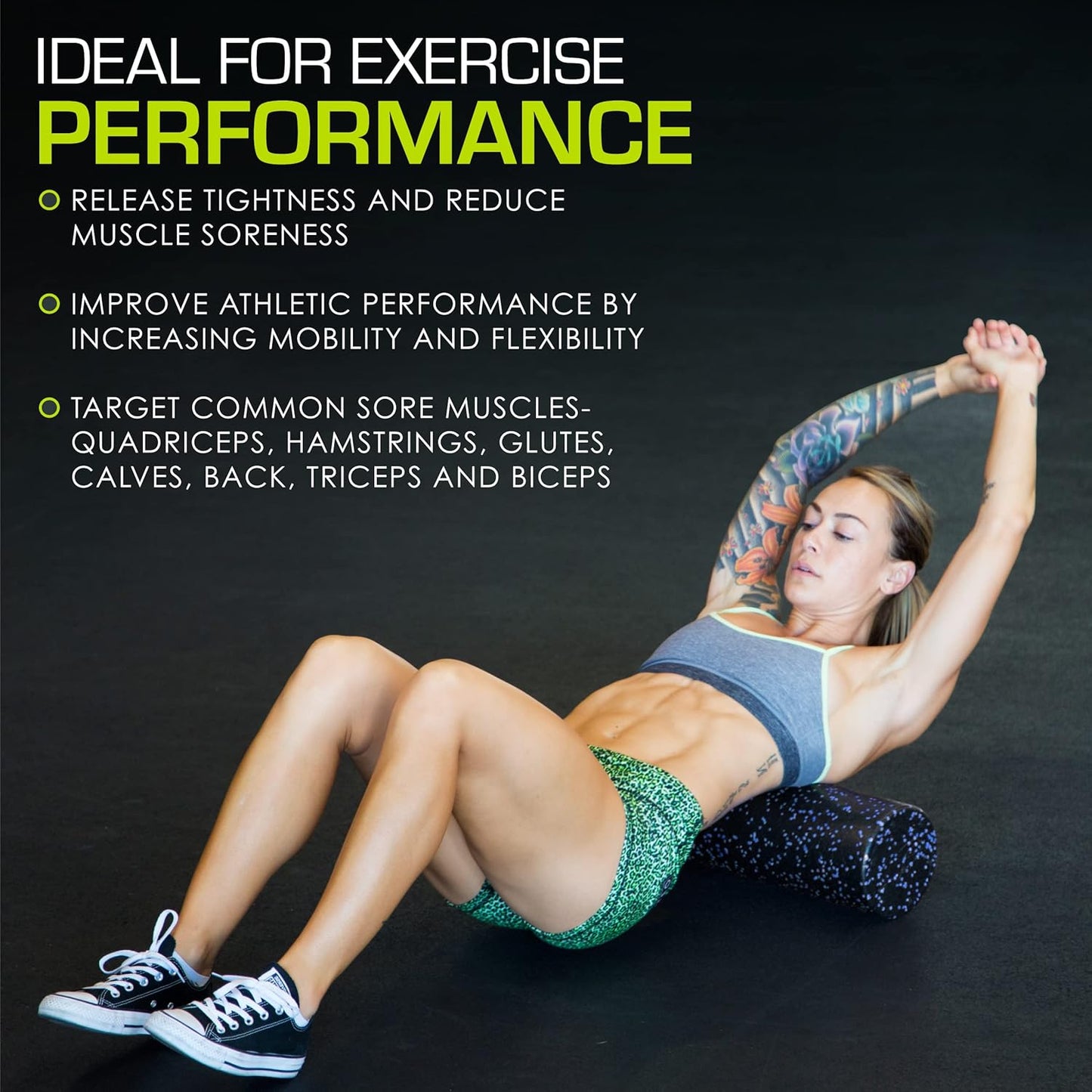 ProsourceFit High Density Foam Rollers 12 - inches Long, Firm Full Body Athletic Massage Tool for Back Stretching, Yoga, Pilates, Post Workout Muscle Recuperation, Black/Blue