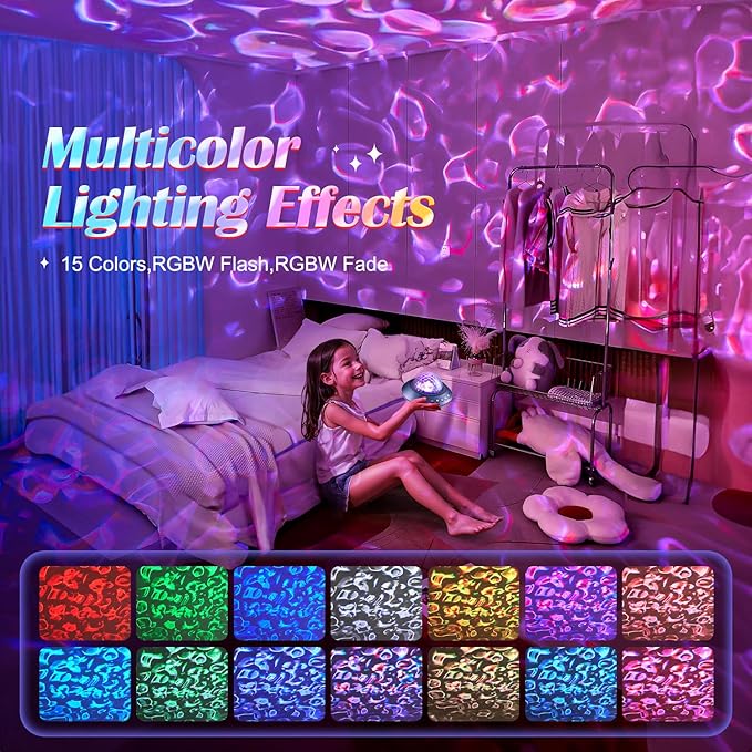 Mubarek Galaxy Projector for Bedroom, White Noises & Bluetooth Night Light Projector,360° Full Coverage Ceiling Projector Galaxy Light Projector,Remote Timer Night Sky Projector Ocean Light Projector - Bloomnest