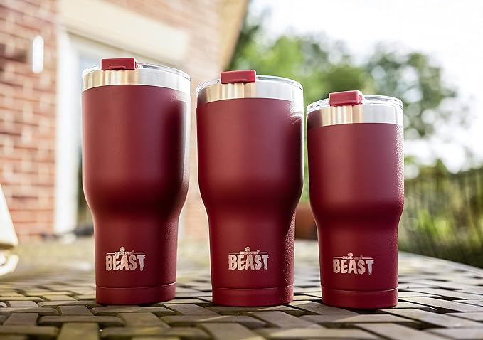 Beast 40 oz Tumbler Stainless Steel Vacuum Insulated Coffee Ice Cup Double Wall Travel Flask (Cranberry Red) - Bloomnest