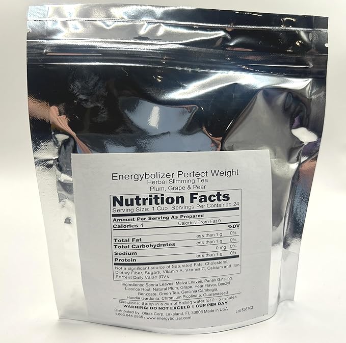 Energybolizer Perfect Weight Herbal Tea (24 Bags)| Natural Energy Booster for Women and Men | Increase Energy, Improve Digestion (Plum Grape Apple Pear) - Bloomnest