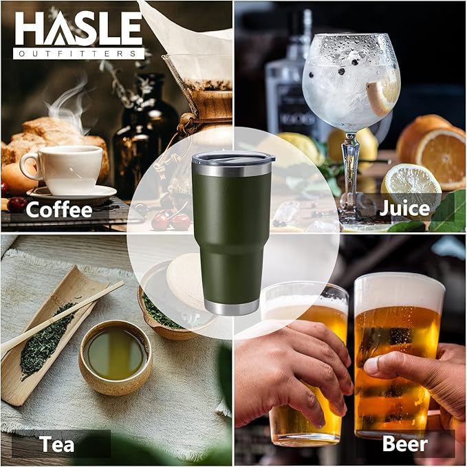 HASLE OUTFITTERS 30oz Stainless Steel Tumbler, Double Wall Vacuum Insulated Travel Mug Tumbler, Durable Insulated Coffee Mug, Gift Box Set (Amey Green, 4) - Bloomnest