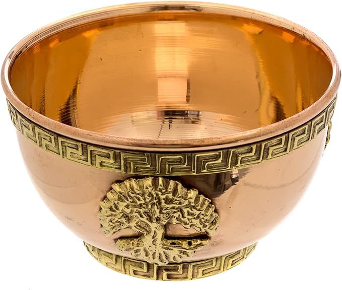 Tree of Life Copper Bowl - Offering Bowl for Altar or Ritual Use, Incense Holder and Smudge Kit, Home Decor - Holds Incense, Offerings, Healing Crystals, Water - Smudge Pot for Altar Supplies - Bloomnest