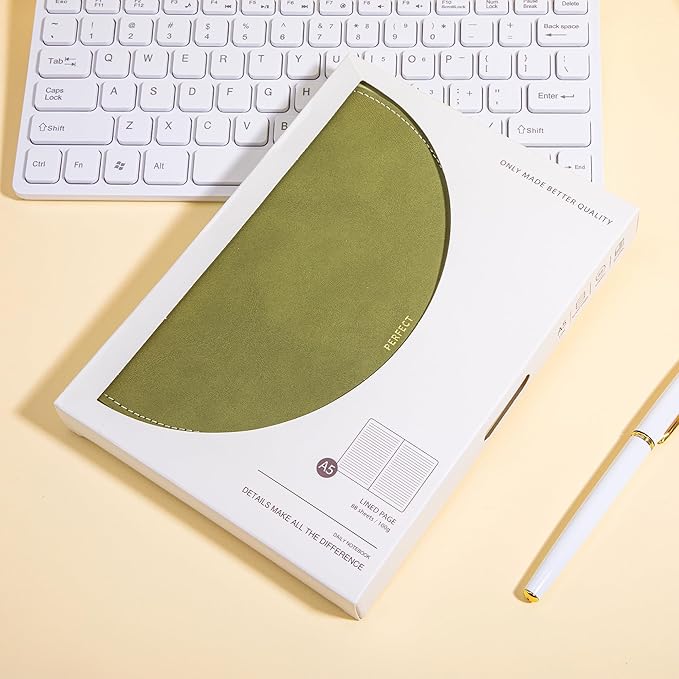 CAGIE Lined Journal for Women, 100GSM Leather Journals for Writing with Buckle Closure,A5 Hardcover Diary Journaling Notebooks for Business Work School Note Taking 5.9" x8.59 (Green) - Bloomnest