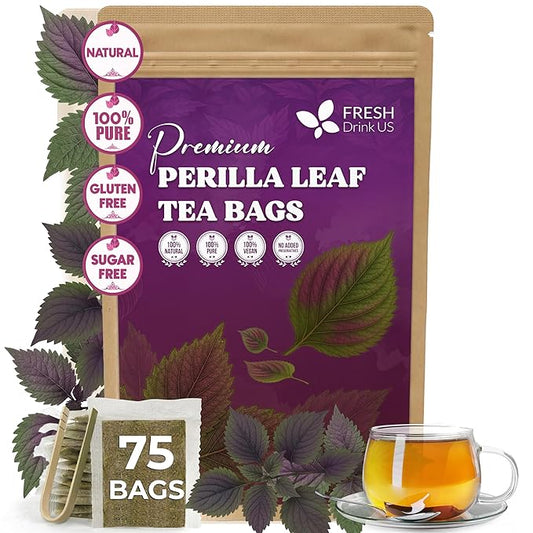 FreshDrinkUS, Premium Perilla Leaf Tea – 75 Tea Bags | 100% Pure Perilla Leaves | Caffeine-Free, Non-GMO, Natural Packaging | Herbal Tea Bags for Daily Enjoyment. Gluten-Free. Sugar-Free. Vegan - Bloomnest