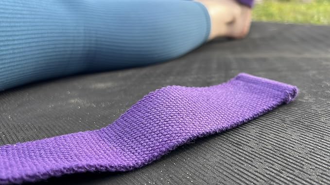 Adaptive Yoga Strap, Stretching Strap, 2 Inches Wide, 100% Naturally Soft Cotton, Steel D-Rings, Includes Natural Cotton Drawstring Storage Pouch and Instructional E-Book - Bloomnest