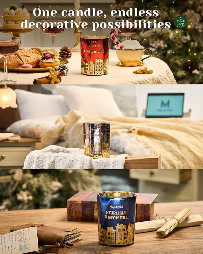 M&SENSE Pine Forest Christmas Candles, Large Winter Scented Soy Candles, Cracking Wooden Wick 18oz 100 Hours Long Lasting Clean Burn, Luxury Holiday Gifts for Relaxation, Stress Relief - Bloomnest