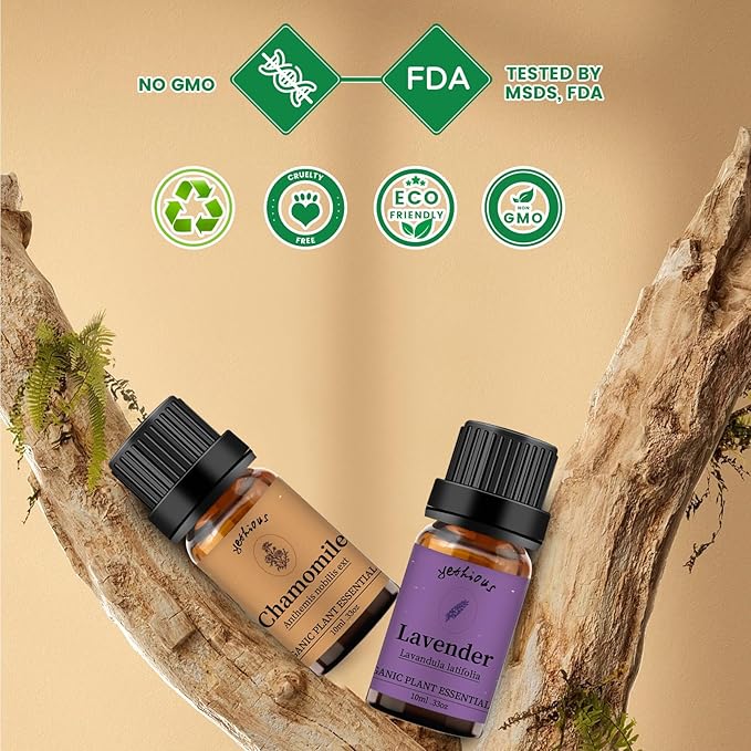 yethious Chamomile Lavender Essential Oil Set Pure Chamomile Lavender Aromatherapy Oils Organic Chamomile Essential Oil for Diffuser 2 Pack 10ML - Bloomnest