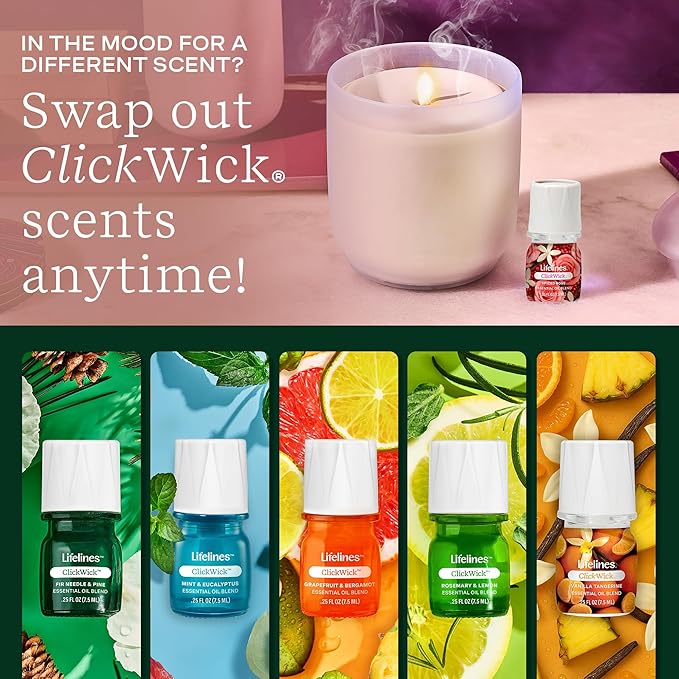Lifelines ClickWick Essential Oil Blends for Lifelines Diffusers, 3-Pack Spiced Rose Set – Essential Oil Blend Refill for Candle, Plant & Shower Aromatherapy Diffuser – Fragrance for Diffusers - Bloomnest