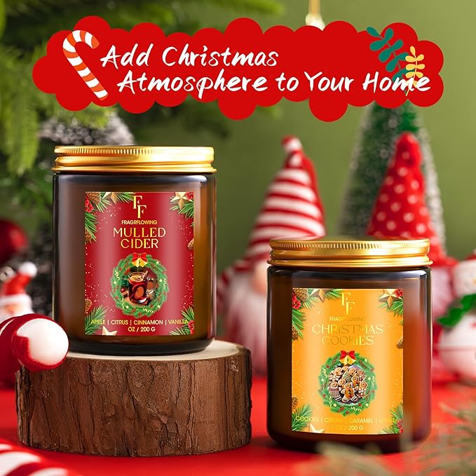 Christmas Candle, Christmas Cookies Scented Candles for Home, Holiday Candles Natural Soy Candle, Aromatherapy Candle 7 oz Jar Candles Christmas Gifts for Women Men - Bloomnest