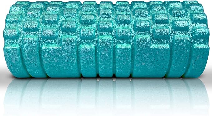 High Density Foam Roller Massager for Deep Tissue Massage of The Back and Leg Muscles - Self Myofascial Release of Painful Trigger Point Muscle Adhesions - 13" Turquoise - Bloomnest