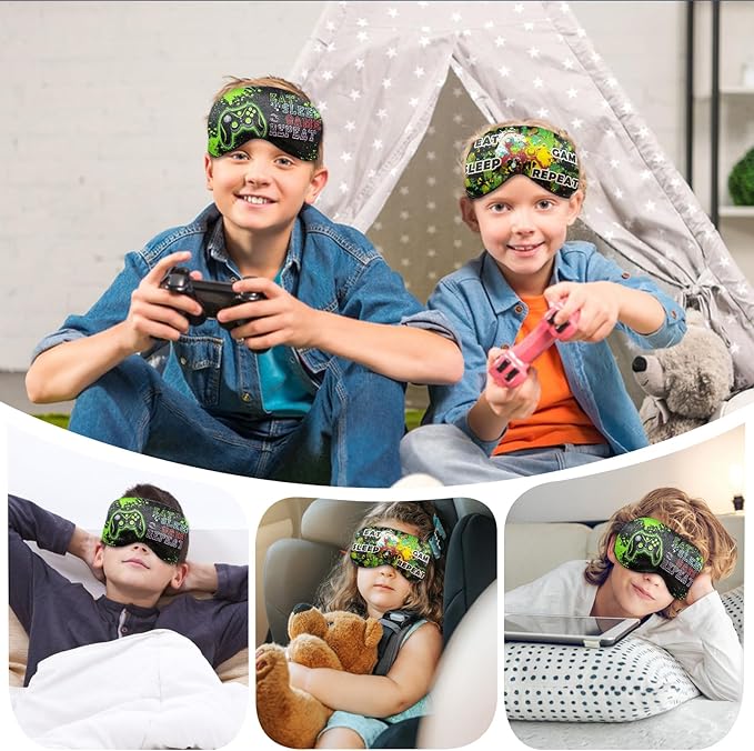 2 Pcs Sleep Eye Mask, Guys Blackout Sleeping Mask for Kids Adult Children's Travel Eye Mask Eye Cover Blindfold for Game (2 Pcs Game Mask - Style 4) - Bloomnest